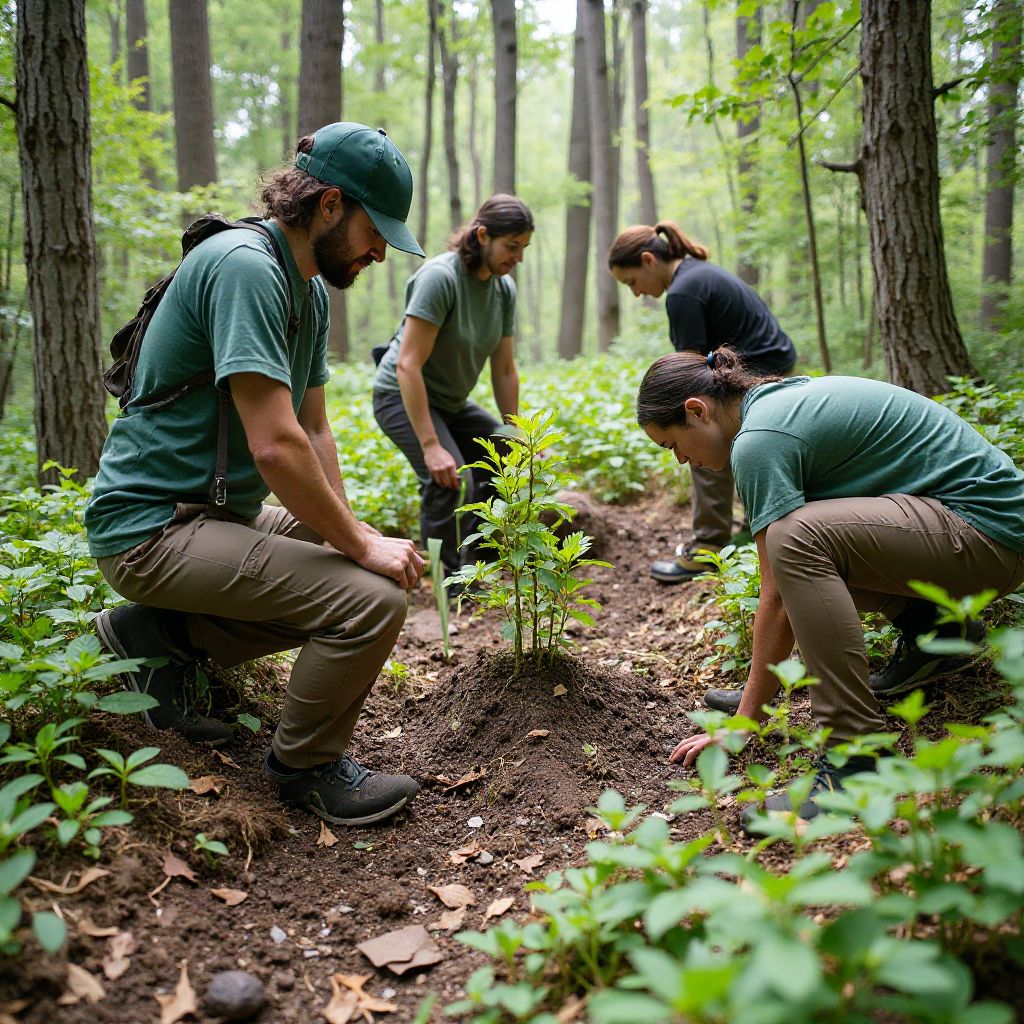 Environmental conservation work by team