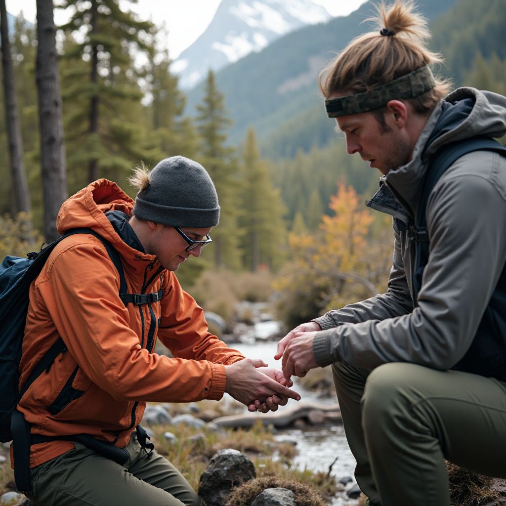 Guide training session in wilderness